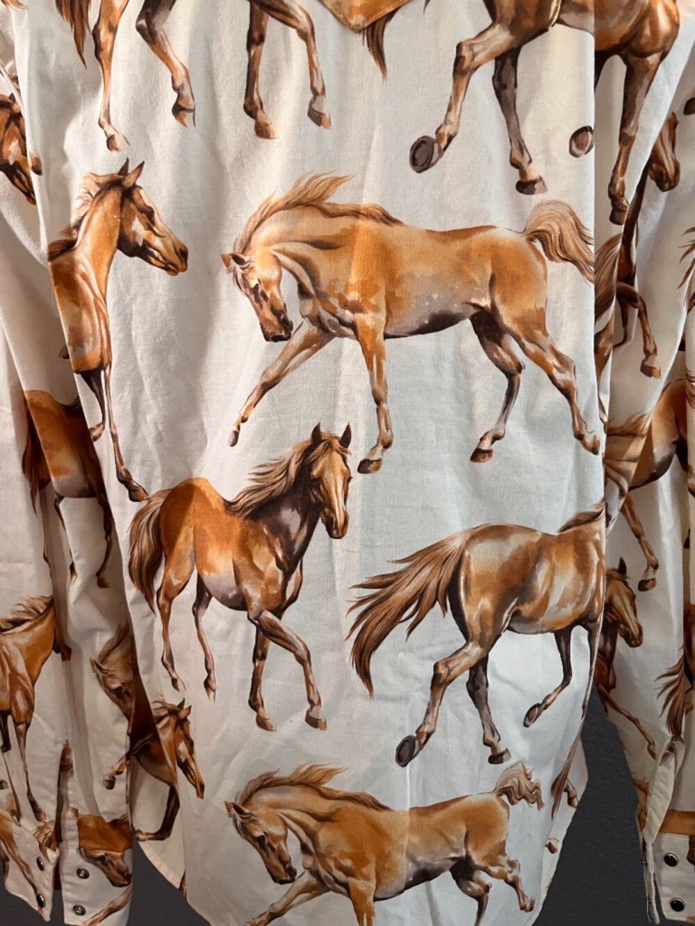 VINTAGE PANHANDLE SLIM WESTERN RUNNING HORSES WOMEN'S WESTERN SNAP FRONT SHIRT L - Picture 8 of 12